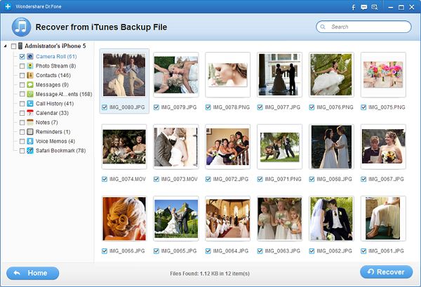 recover iPad photos from iTunes backup