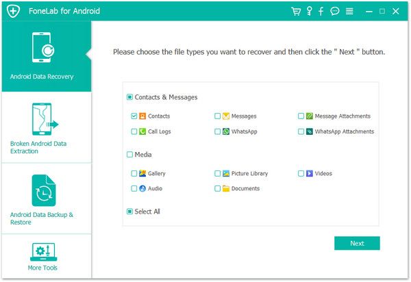 select type of files to scan