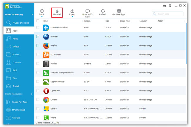 How to remove apps from android