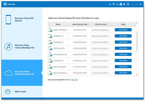 download and print iPhone call logs from icloud backup selectively